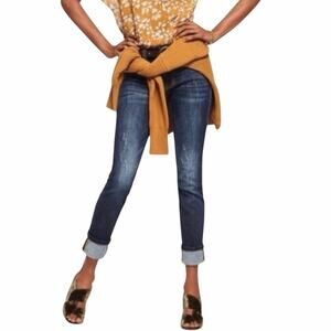 Cabi High Straight Jeans #3561 Dark Wash Distressed Women’s Size 2